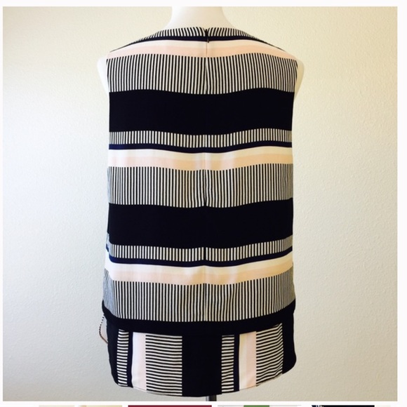 Kate Spade Bay Stripe Double Layer Tank Black/Navy/White/Pink - Picture 3 of 4